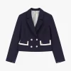 Blazer corto con botones y bolsillos en contraste