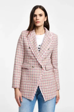 Blazer cruzado con efecto tweed