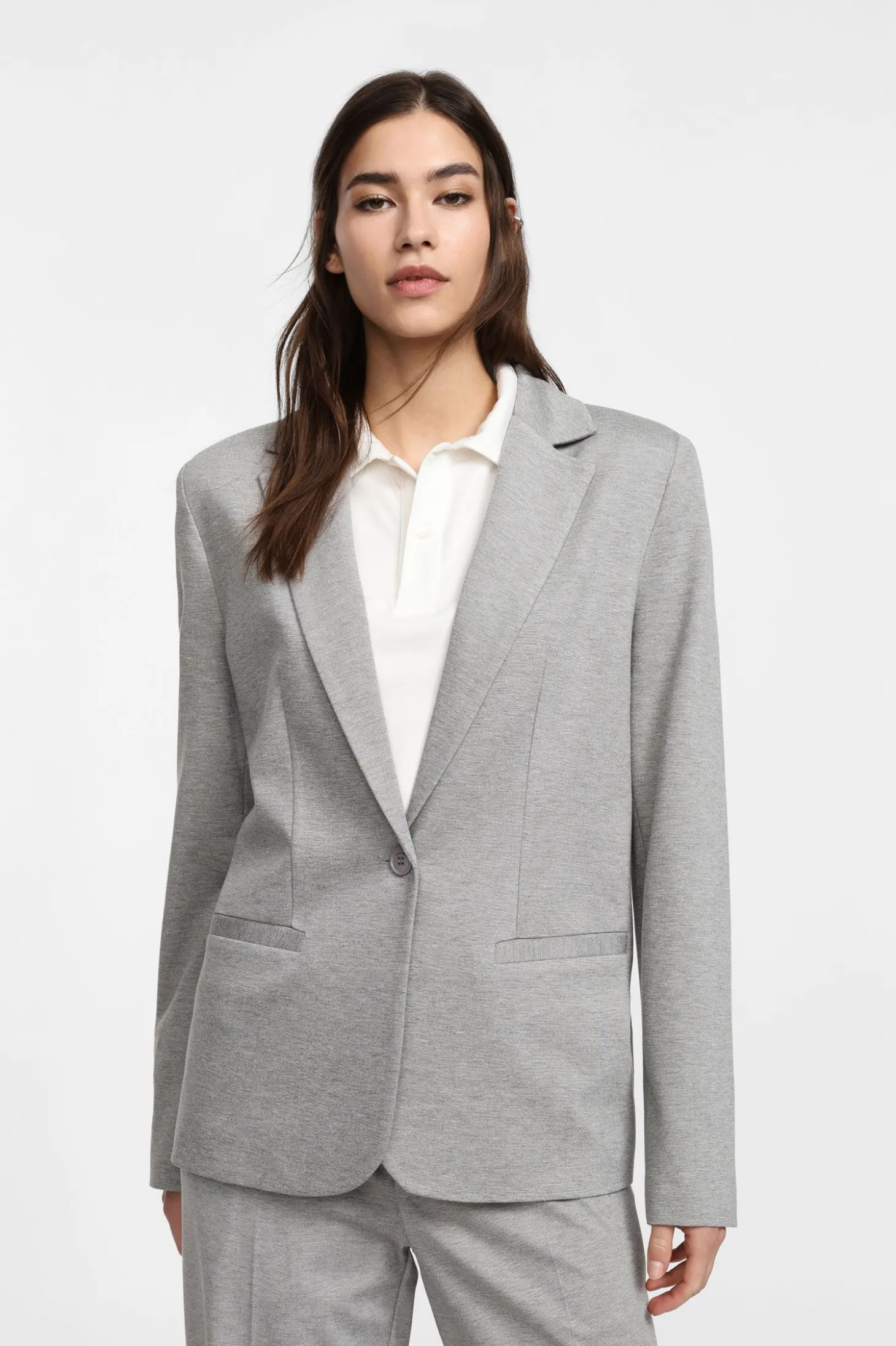 Blazer de botonadura simple color liso