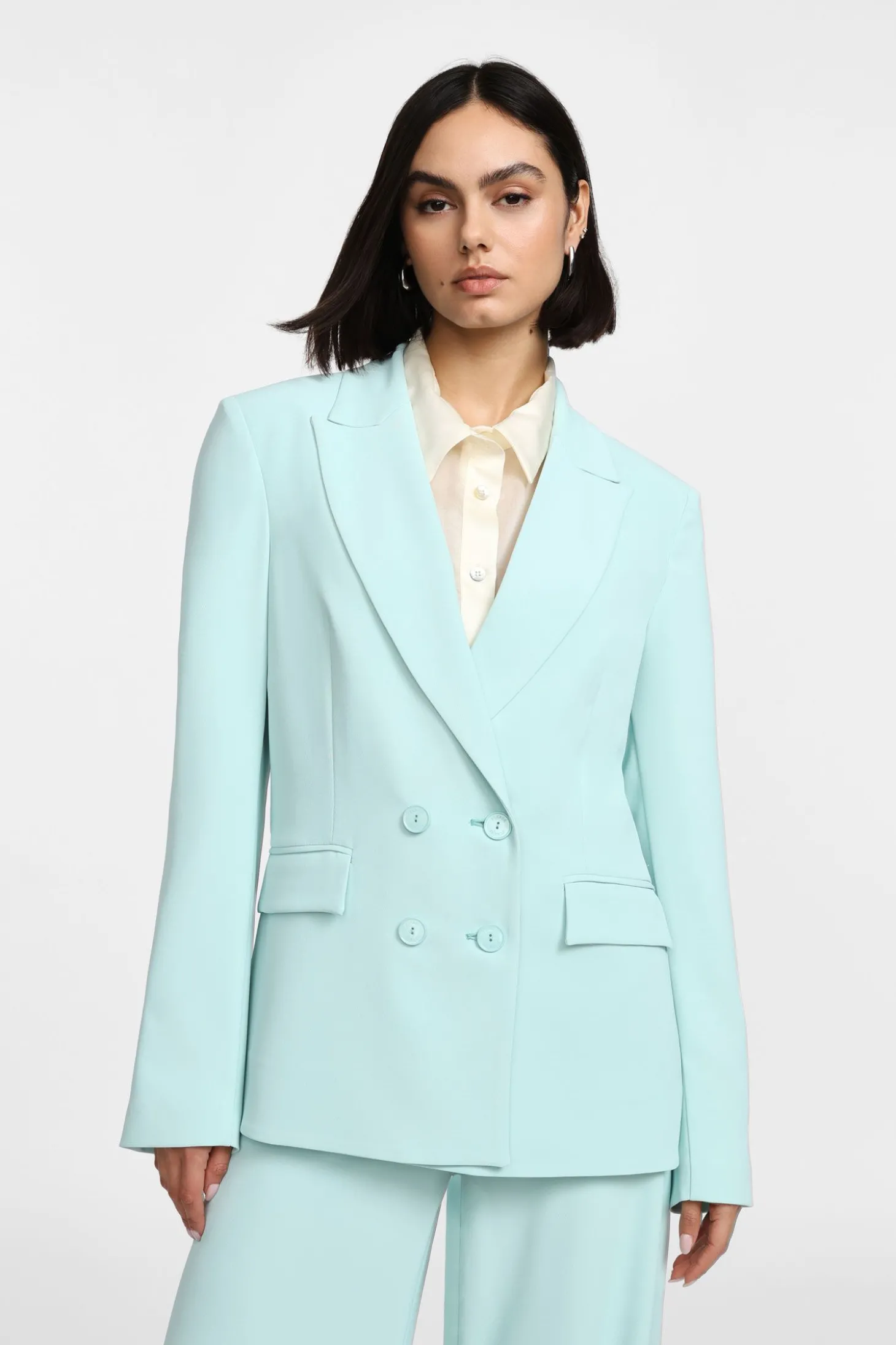 Blazer de doble botonadura liso