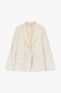 Blazer de raya diplomática con un solo botón