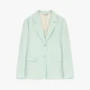 Blazer de raya diplomática con botonadura sencilla y bolsillos