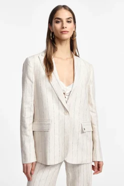 Blazer de raya diplomática con un solo botón