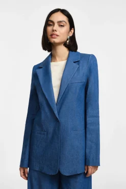 Blazer efecto denim con cierre de un botón