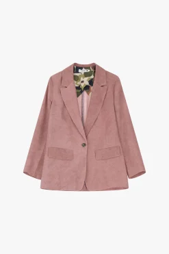 Blazer efecto suede con botón frontal único