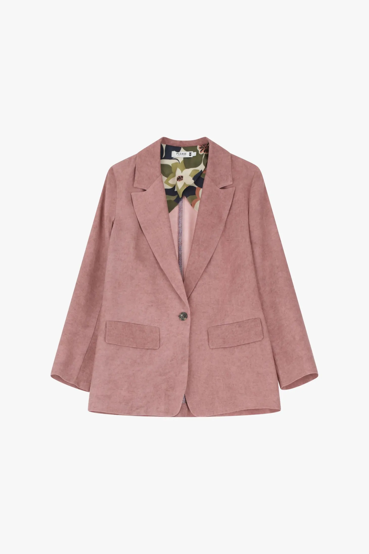 Blazer efecto suede con botón frontal único
