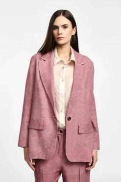 Blazer efecto suede con botón frontal único