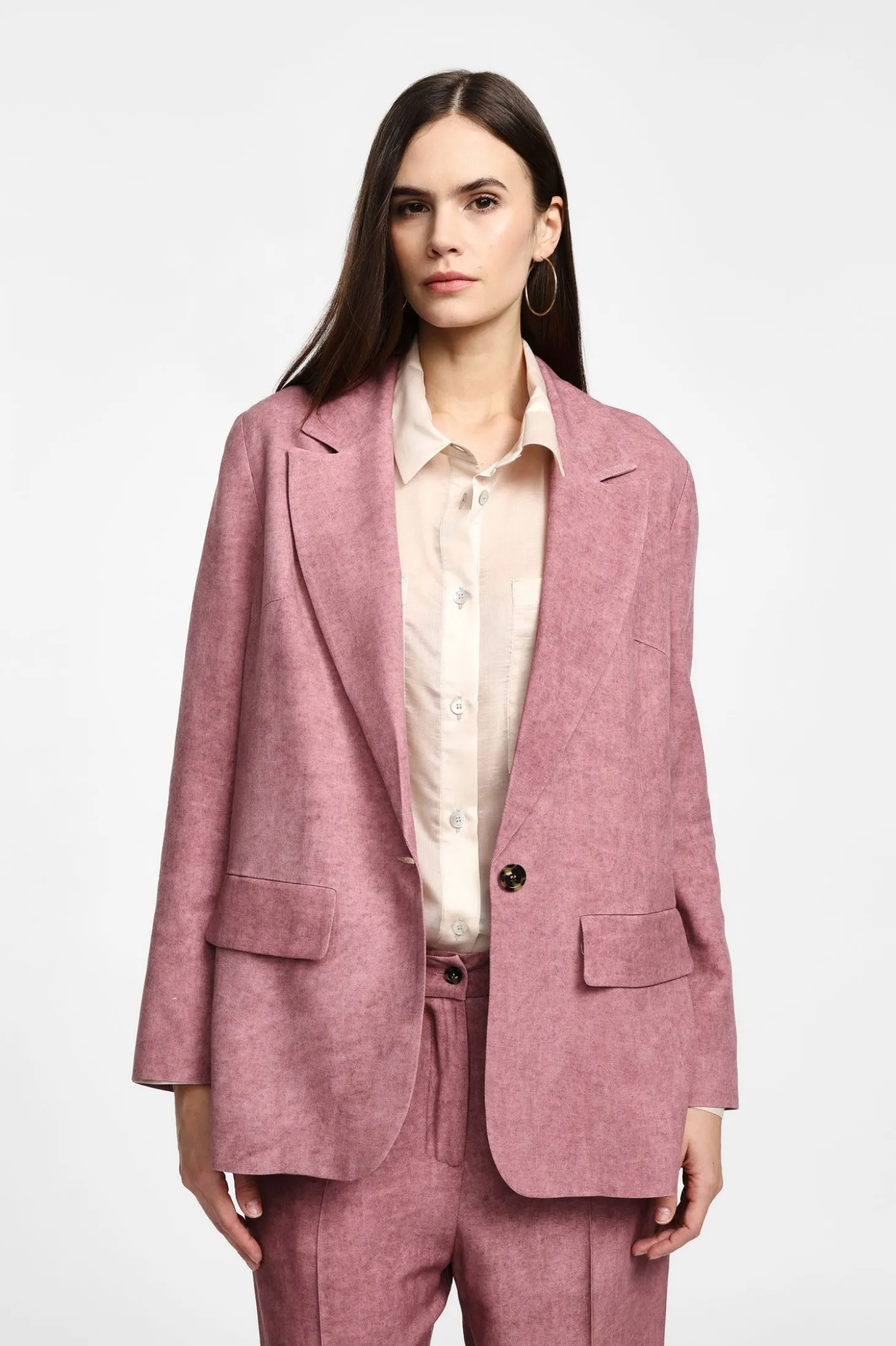 Blazer efecto suede con botón frontal único