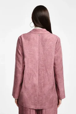Blazer efecto suede con botón frontal único