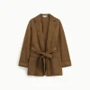 Blazer efecto suede con cinturón a juego