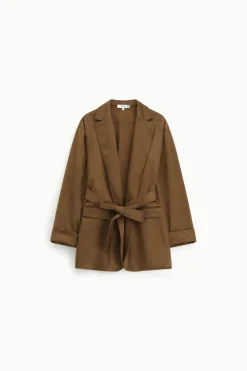 Blazer efecto suede con cinturón a juego