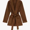 Blazer efecto suede sin cierre con cinturón
