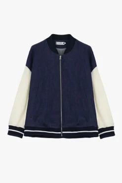 Bomber de denim con cierre de cremallera