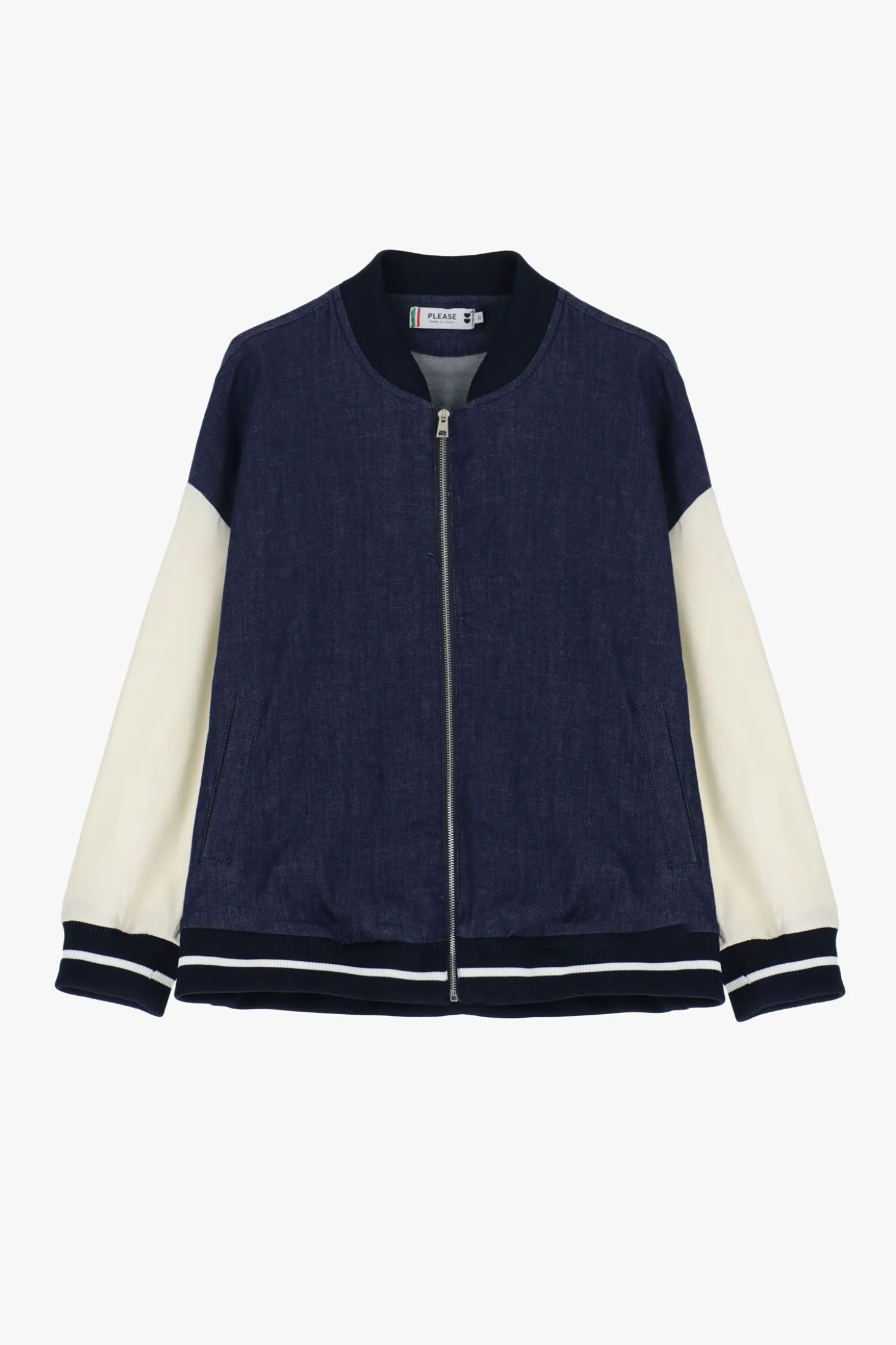 Bomber de denim con cierre de cremallera