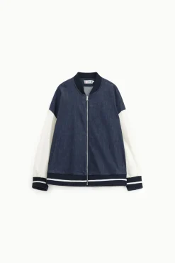 Bomber de denim con cierre de cremallera