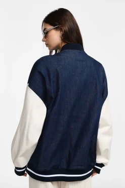 Bomber de denim con cierre de cremallera