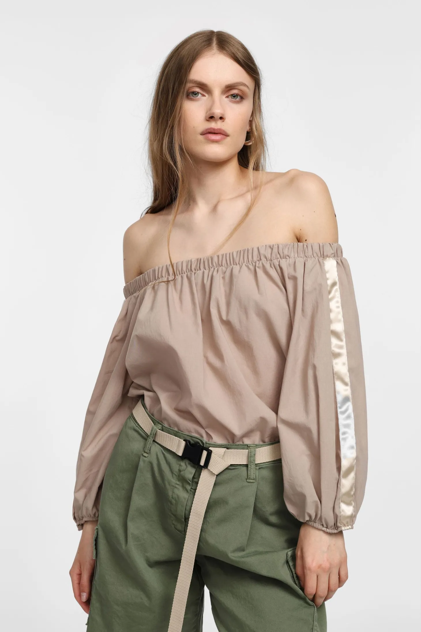 Camisa bardot manga larga