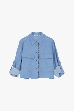 Camisa con bolsillos y mangas 3/4