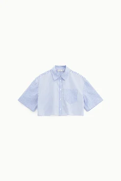Camisa corta a rayas con bolsillo