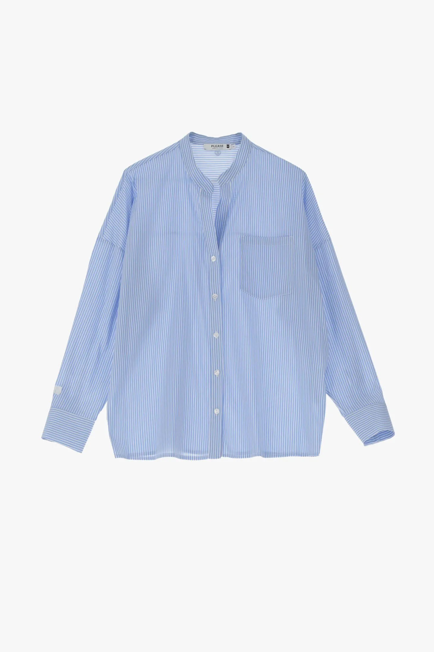 Camisa de rayas con cuello mao