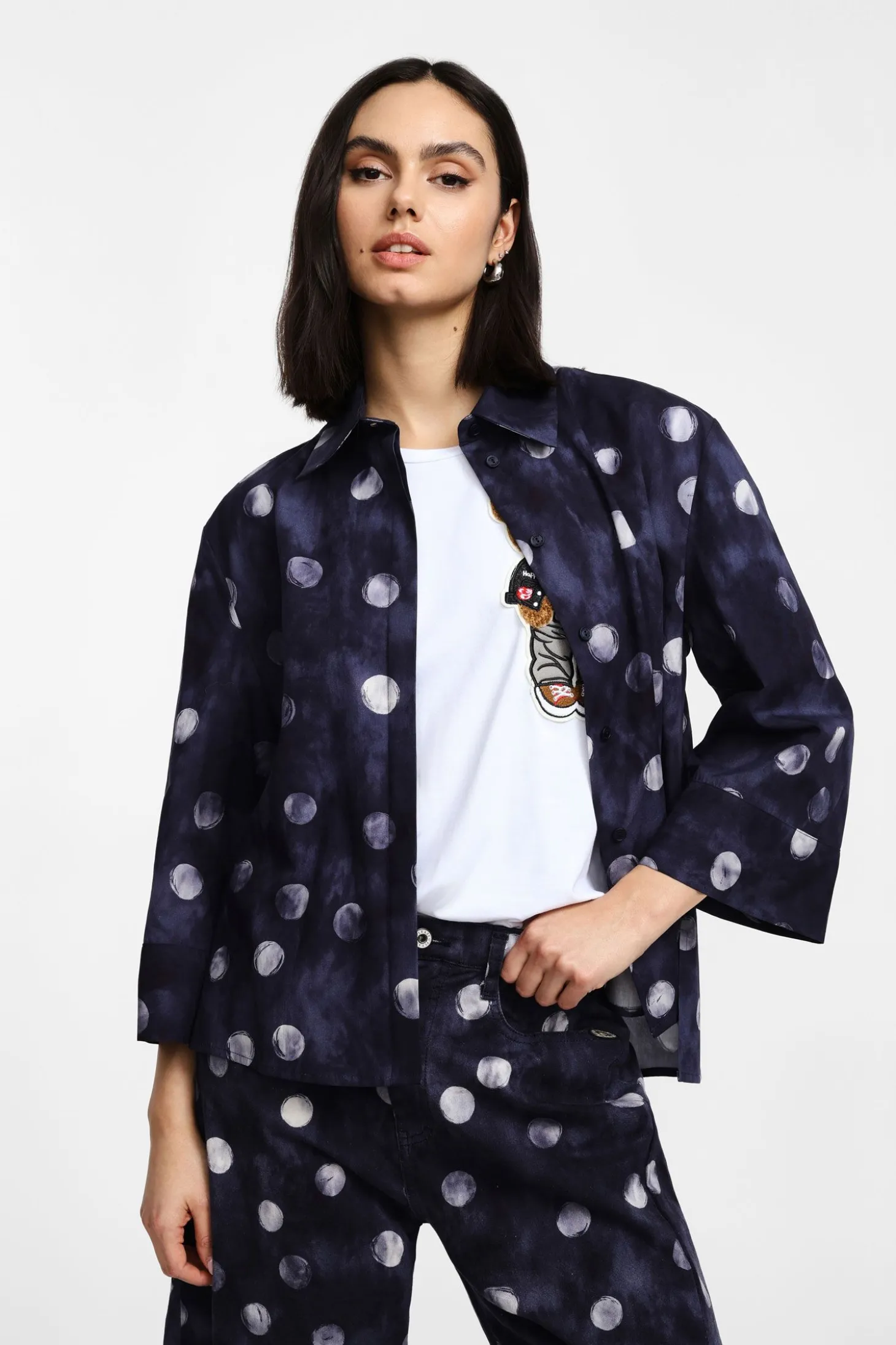 Camisa estampada con mangas 3/4