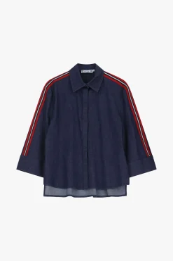 Camisa vaquera con rayas laterales