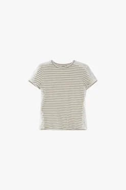 Camiseta a rayas manga corta con encaje