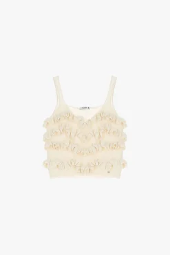 Camiseta con volantes y cuello en v
