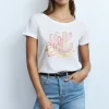 Camiseta cuello redondo estampada