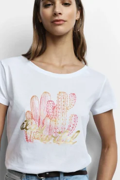 Camiseta cuello redondo estampada