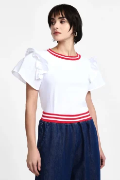 Camiseta manga corta con volantes