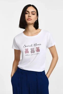 Camiseta redonda mangas cortas estampada