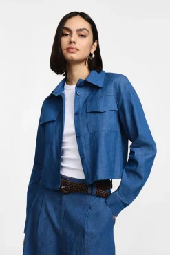 Chaqueta camisa efecto denim