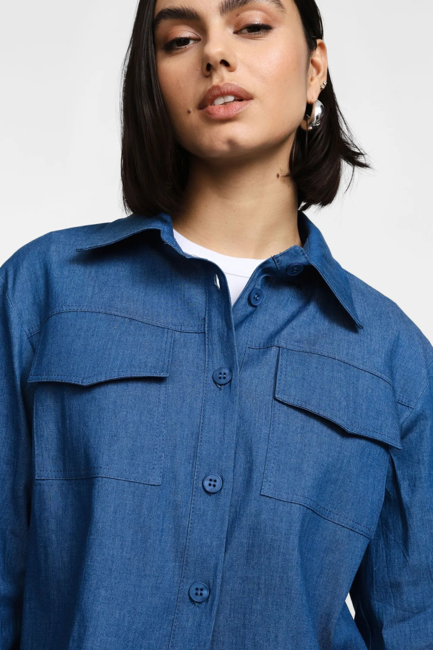 Chaqueta camisa efecto denim