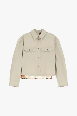 Chaqueta camisera con estampado en la espalda