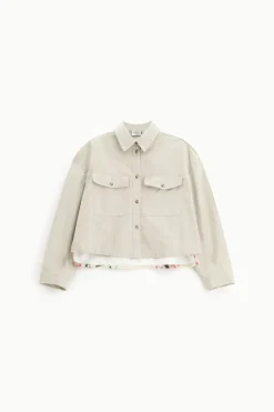 Chaqueta camisera con estampado en la espalda