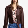 Chaqueta de piel con doble botonadura