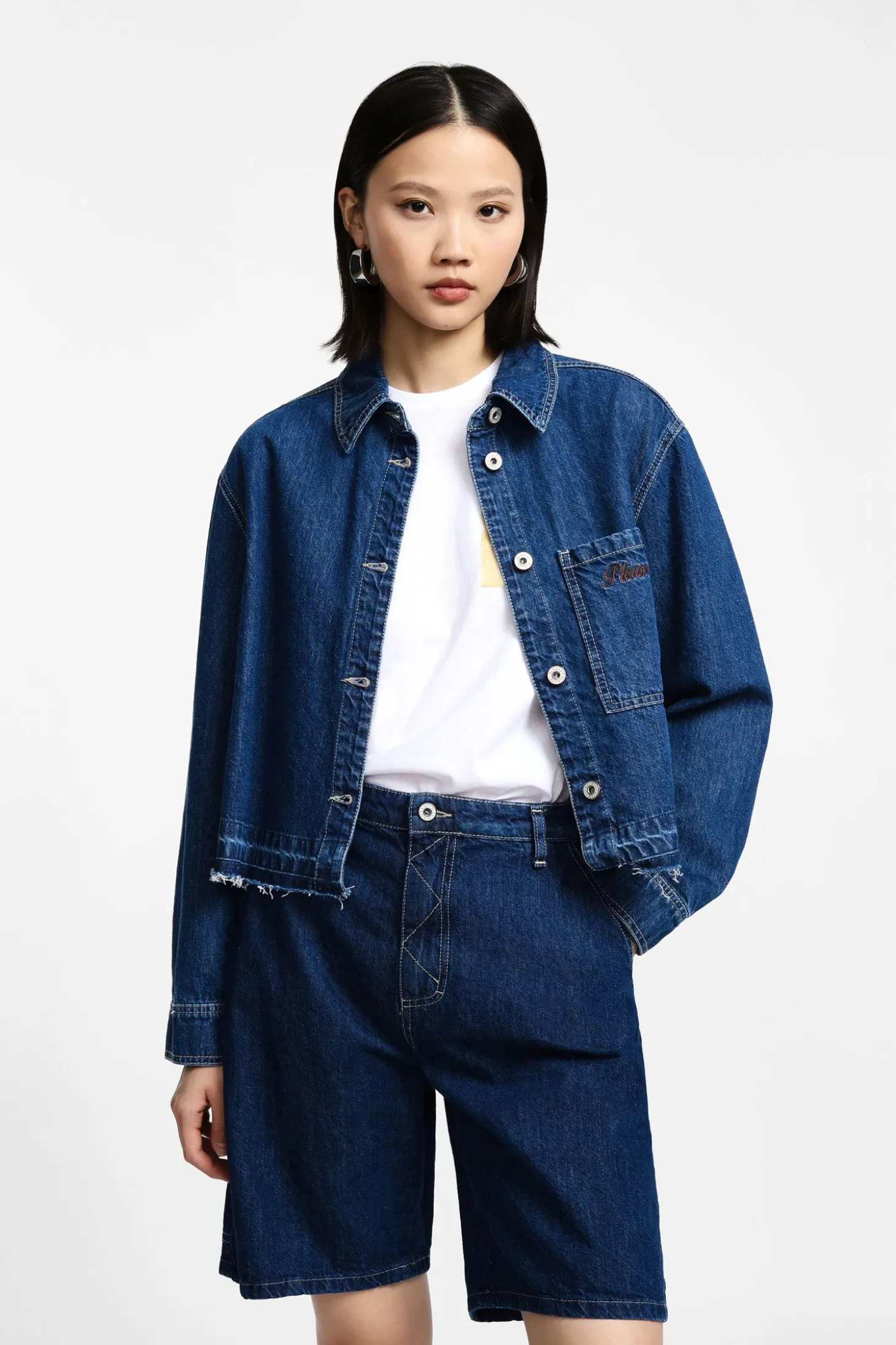 Chaqueta denim con cierre frontal