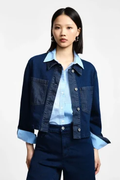 Chaqueta denim con cierre frontal