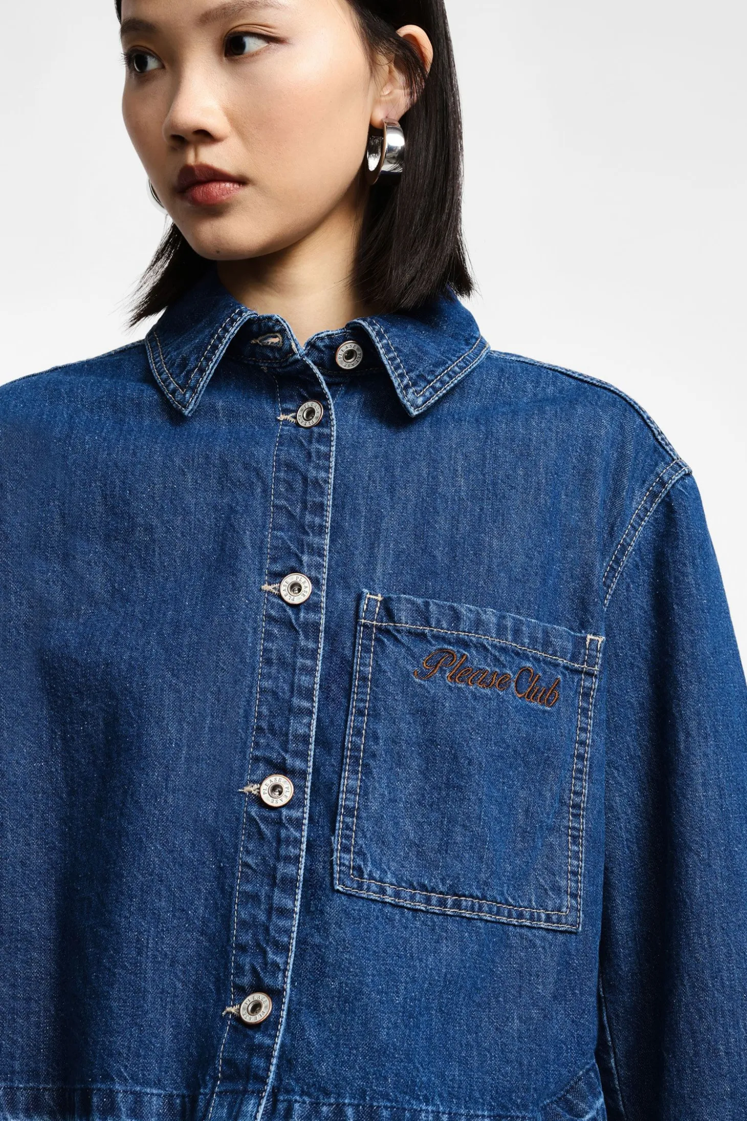Chaqueta denim con cierre frontal