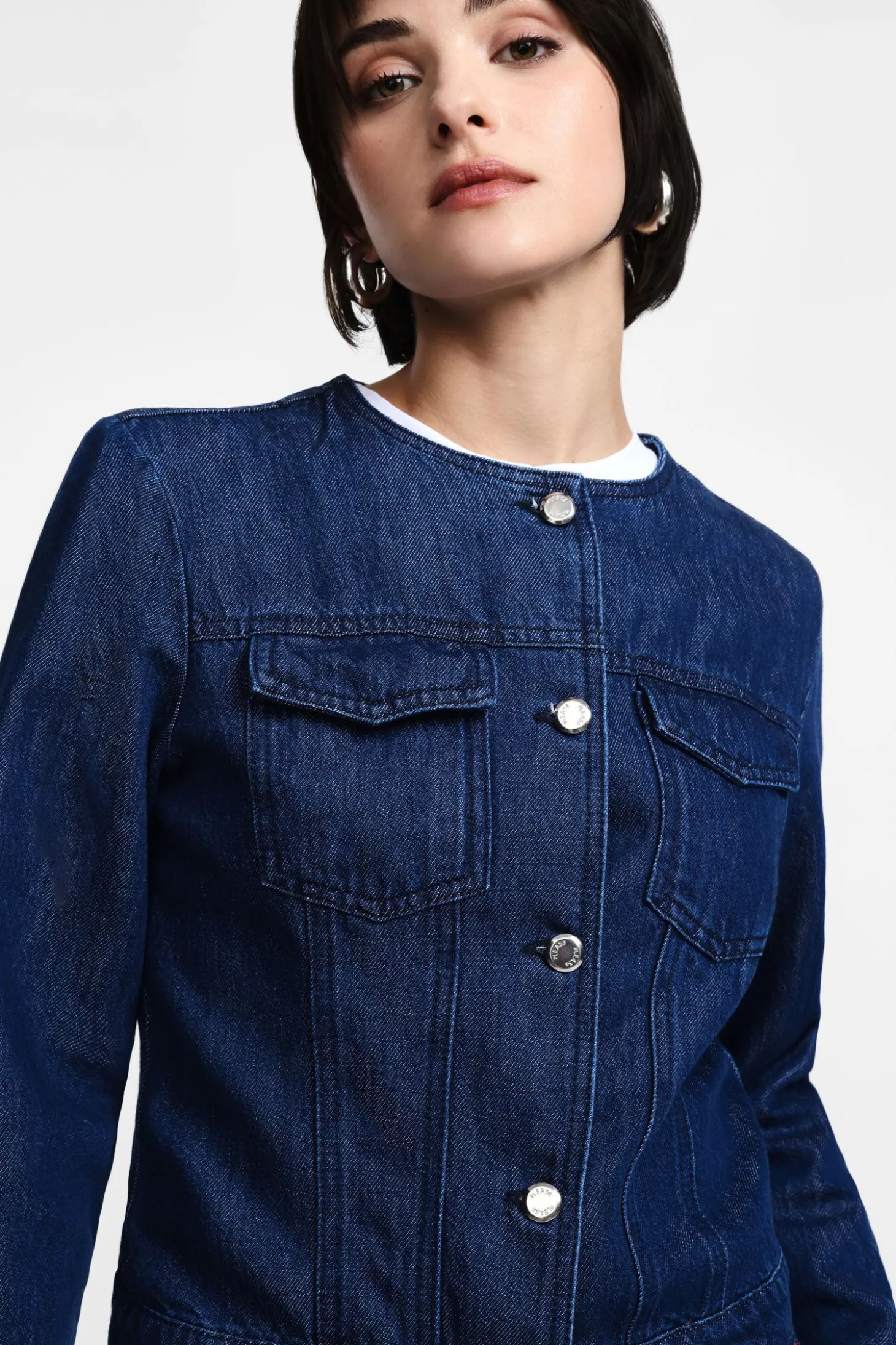 Chaqueta denim con cierre frontal