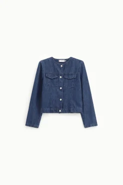 Chaqueta denim con cierre frontal