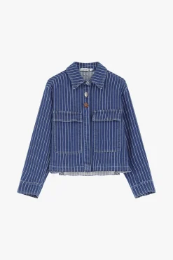 Chaqueta denim rayas con botones
