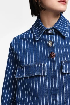 Chaqueta denim rayas con botones