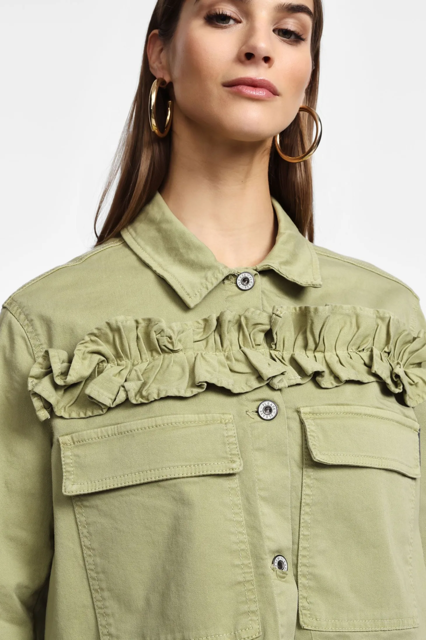 Chaqueta estilo camisa con botones