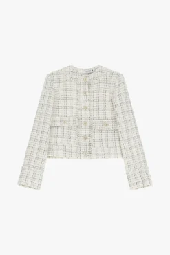 Chaqueta tweed con cierre de botones