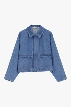 Chaqueta vaquera con cierre cremallera