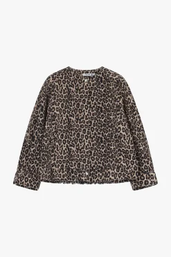 Chaqueta vaquera con cuello redondo y estampado animal