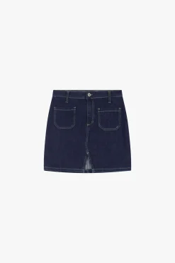 Falda corta de denim con bolsillos
