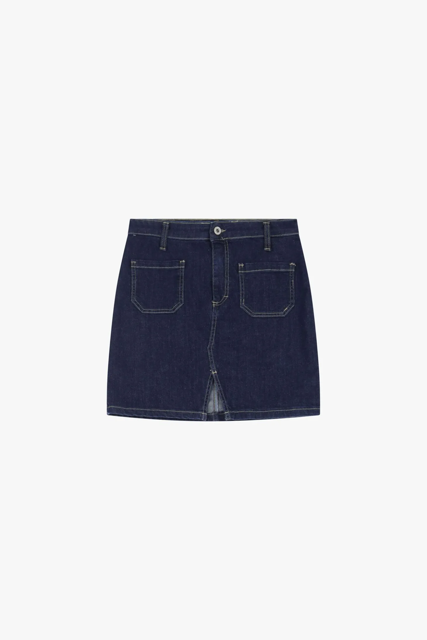 Falda corta de denim con bolsillos